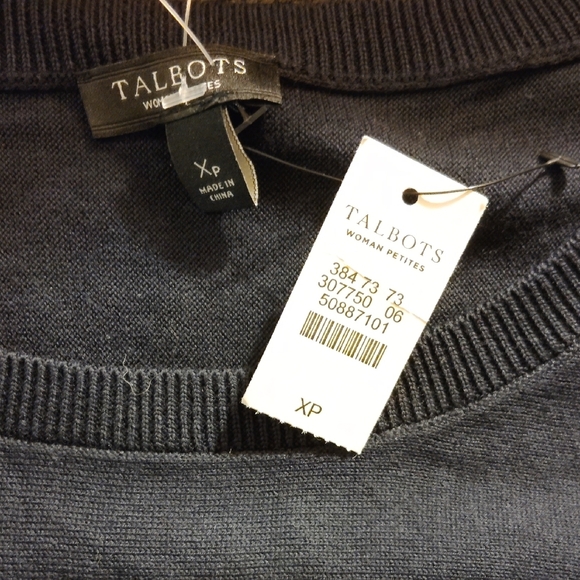 Talbots Navy Long Sleeve Top with Lace Detail - Picture 2 of 4